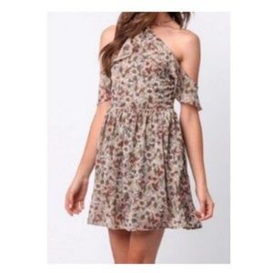 Floral cold shoulder dress